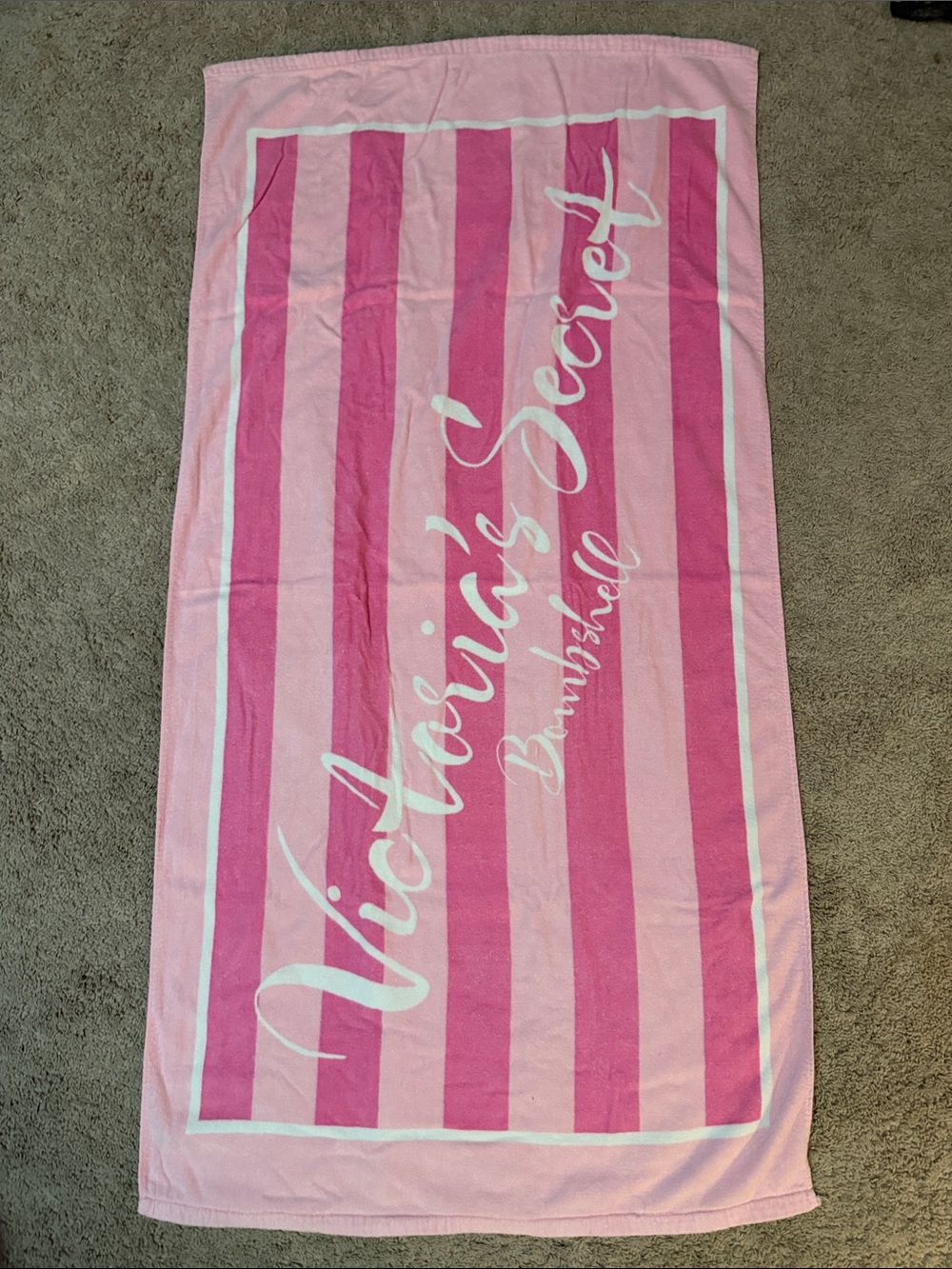 Victoria's Secret Pink Striped Signature Beach Towel